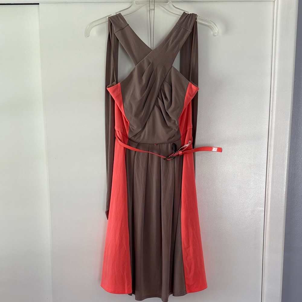 Vince Camuto Taupe and Coral Women's Dress